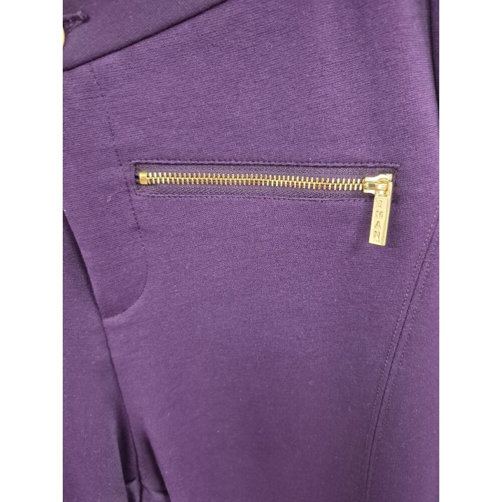 IMAN Womens Purple Stretch Pants Size 6 With Gold Zippers & Button Closure - Picture 2 of 6